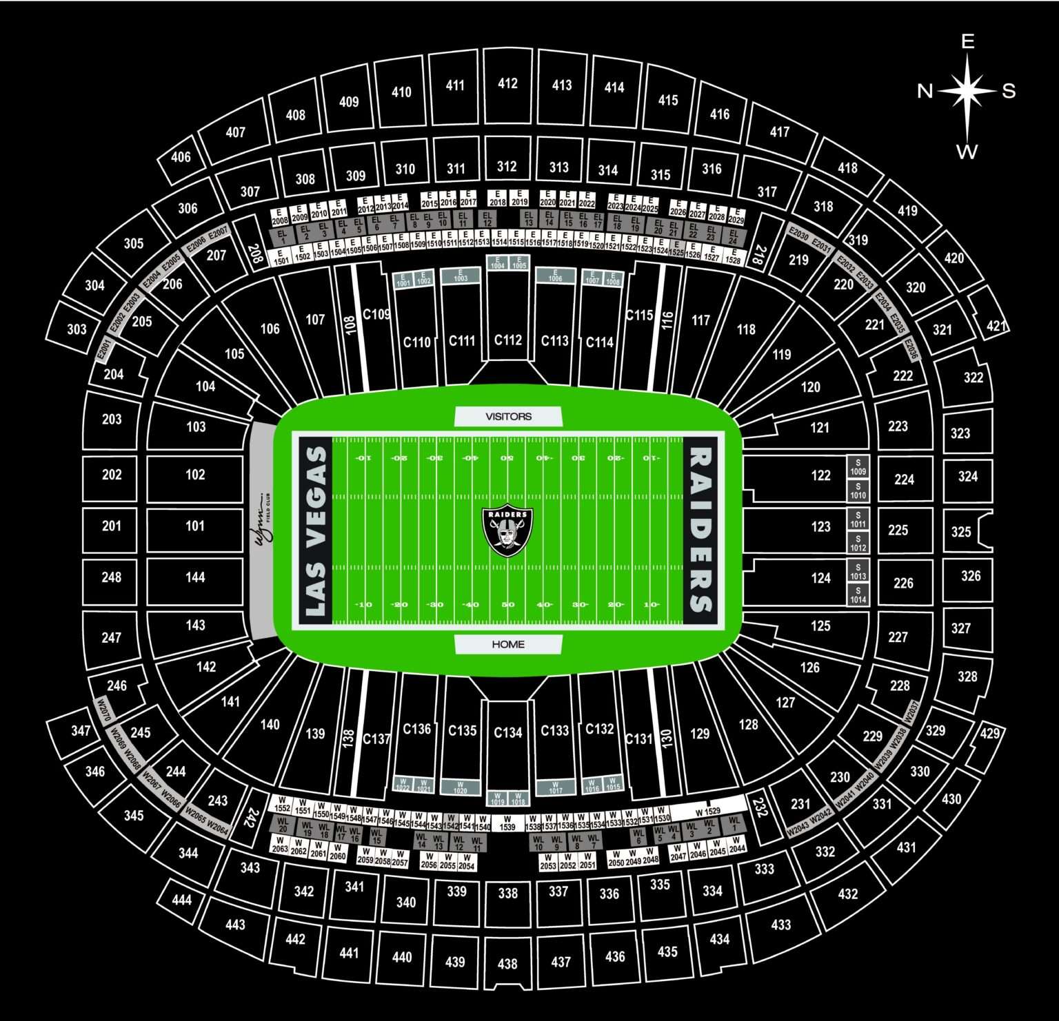 Best Seats at Allegiant Stadium Las Vegas Raiders Seating Chart